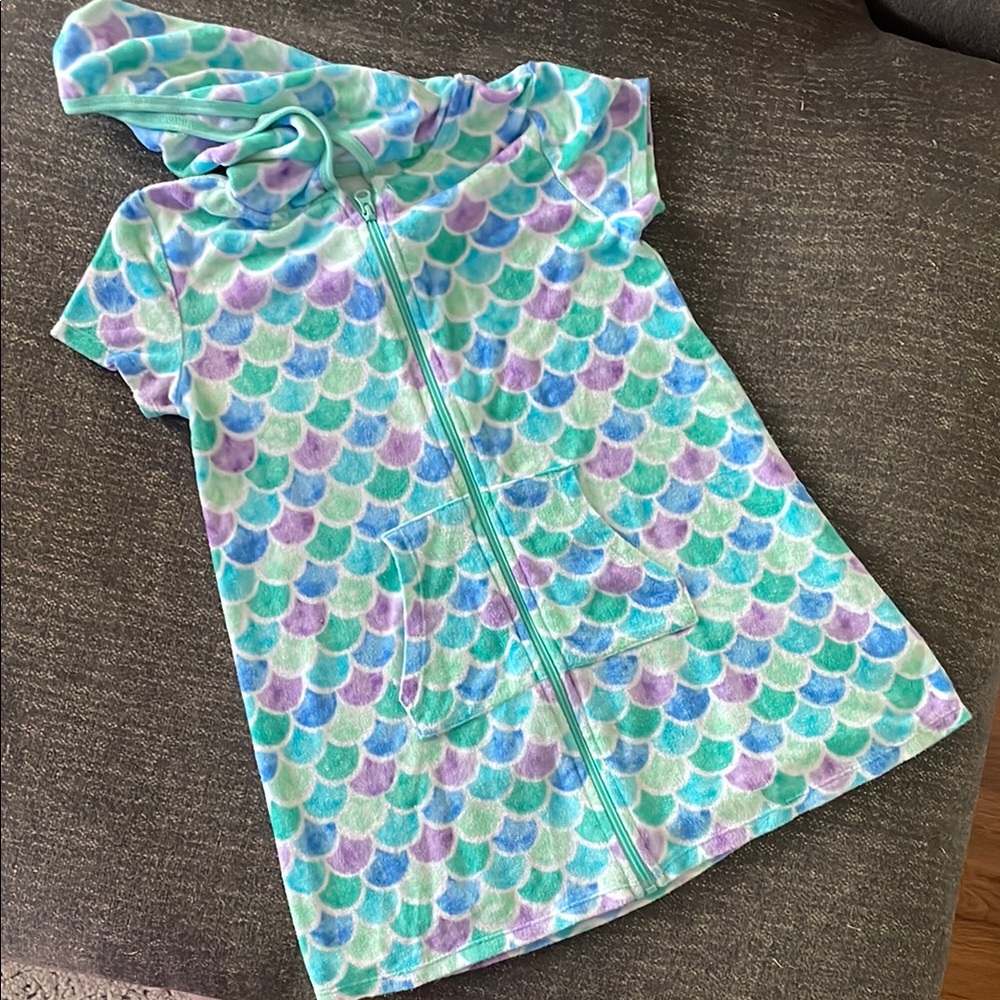Wonder Nation Blue and Purple Mermaid Scale Hooded Swim Coverup
